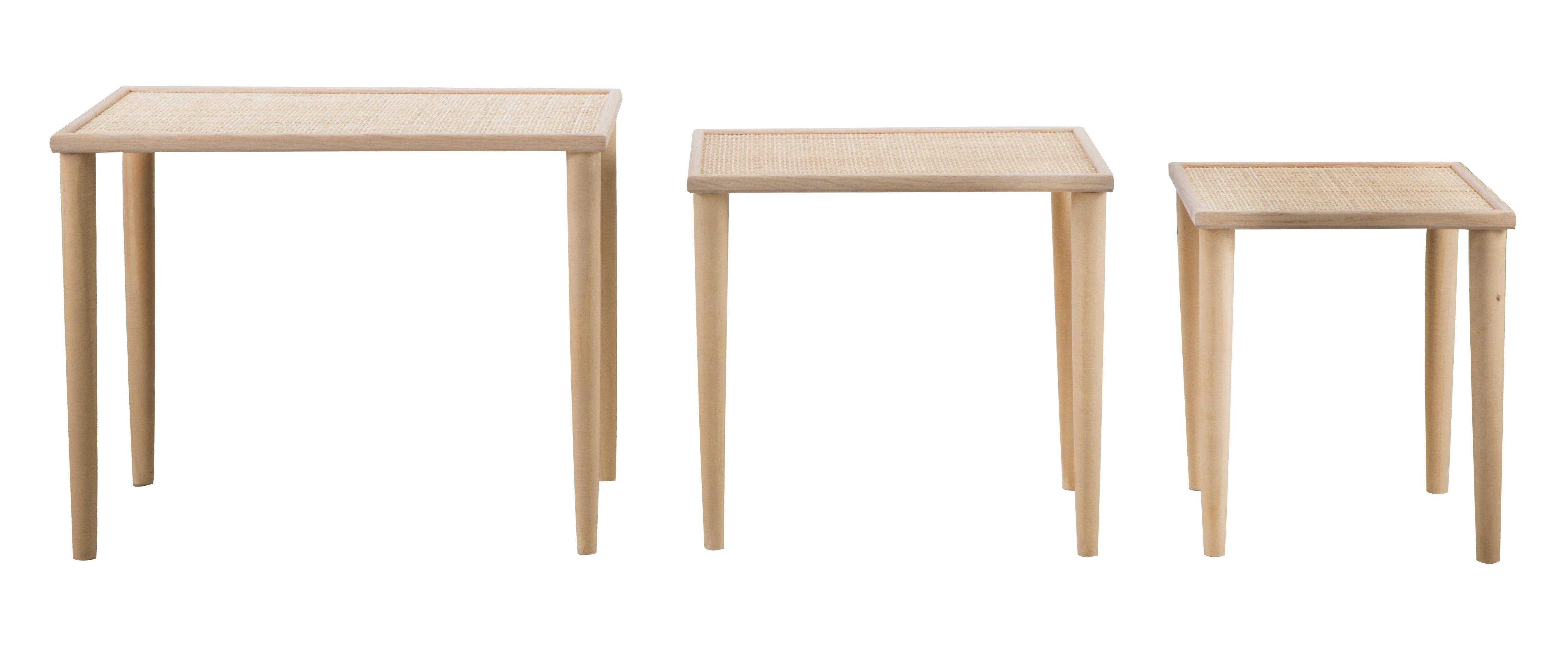 Set 3 Tische Tris Paglia Di Vienna Cm 64X40X53-50X38X47-36X36X42 (Legno Di "Populus L." E Mdf) D1423520000