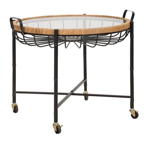 COFFEE TABLE CEBU WITH GLASS AND WELLS CM 70,5X65X57 D1425910000