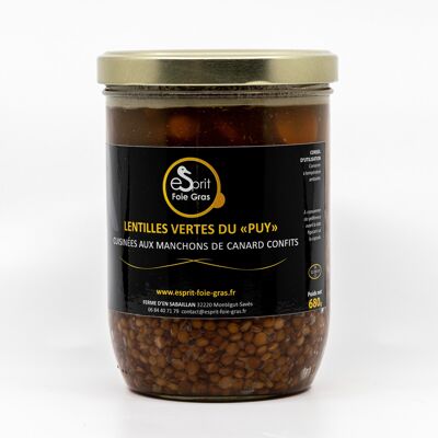 Green "Puy" lentils cooked with duck confit sleeves 680 g