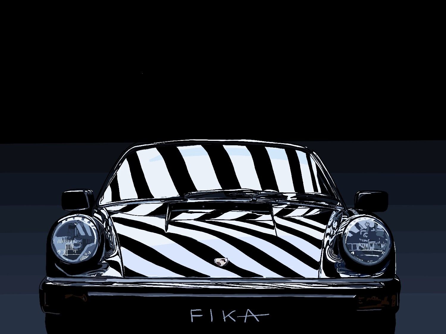 Zebra-Porsche-Druck