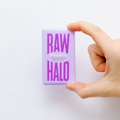 Raw Halo Mylk & Vanilla Barretta di cioccolato vegano biologico 22g