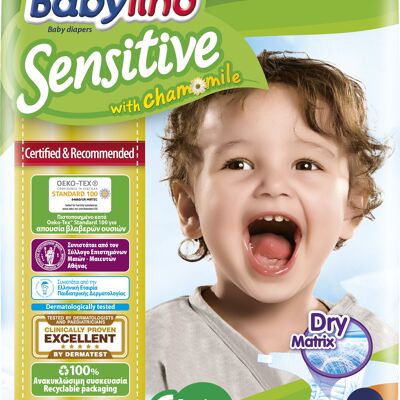 Babylino Sensitive Diapers Size 6, Extra Large (13-18Kg), 14 Units