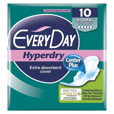 EveryDay HyperDry Normal Absorbents, ultra absorbant avec ailettes pour flux normaux ou légers