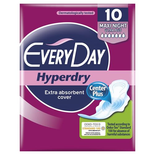 EveryDay HyperDry Assorbenti Maxi-night, assorbente notte con ali per la notte o per flussi molto abbondanti.