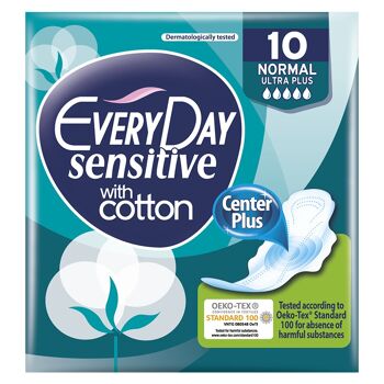 EveryDay Sensitive Absorbants Normal, ultra absorbant avec ailettes pour flux normaux ou légers.