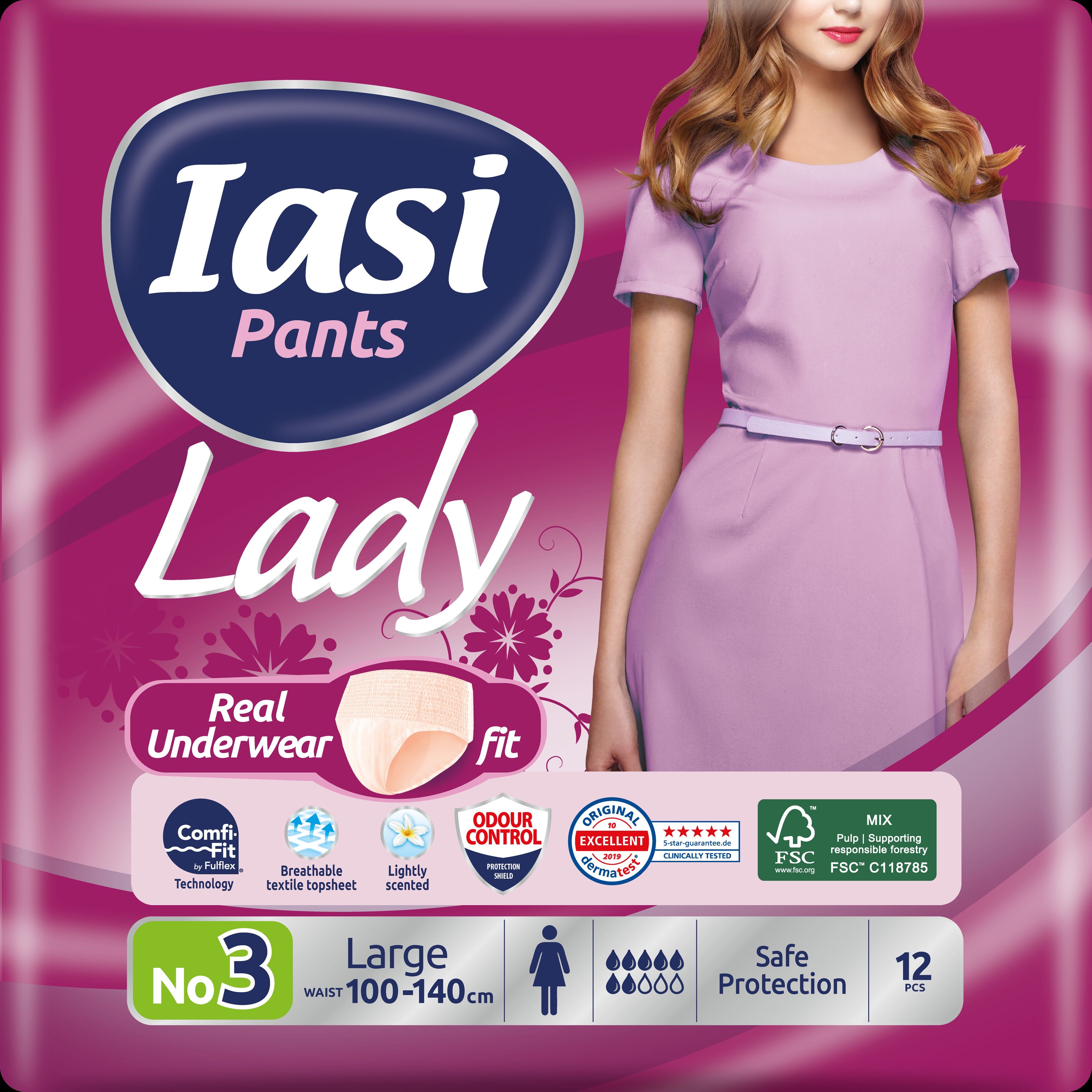 Pants IASI LADY Large, Pannoloni a mutandina, Assorbenti incontinenza urinaria, 12 Unità
