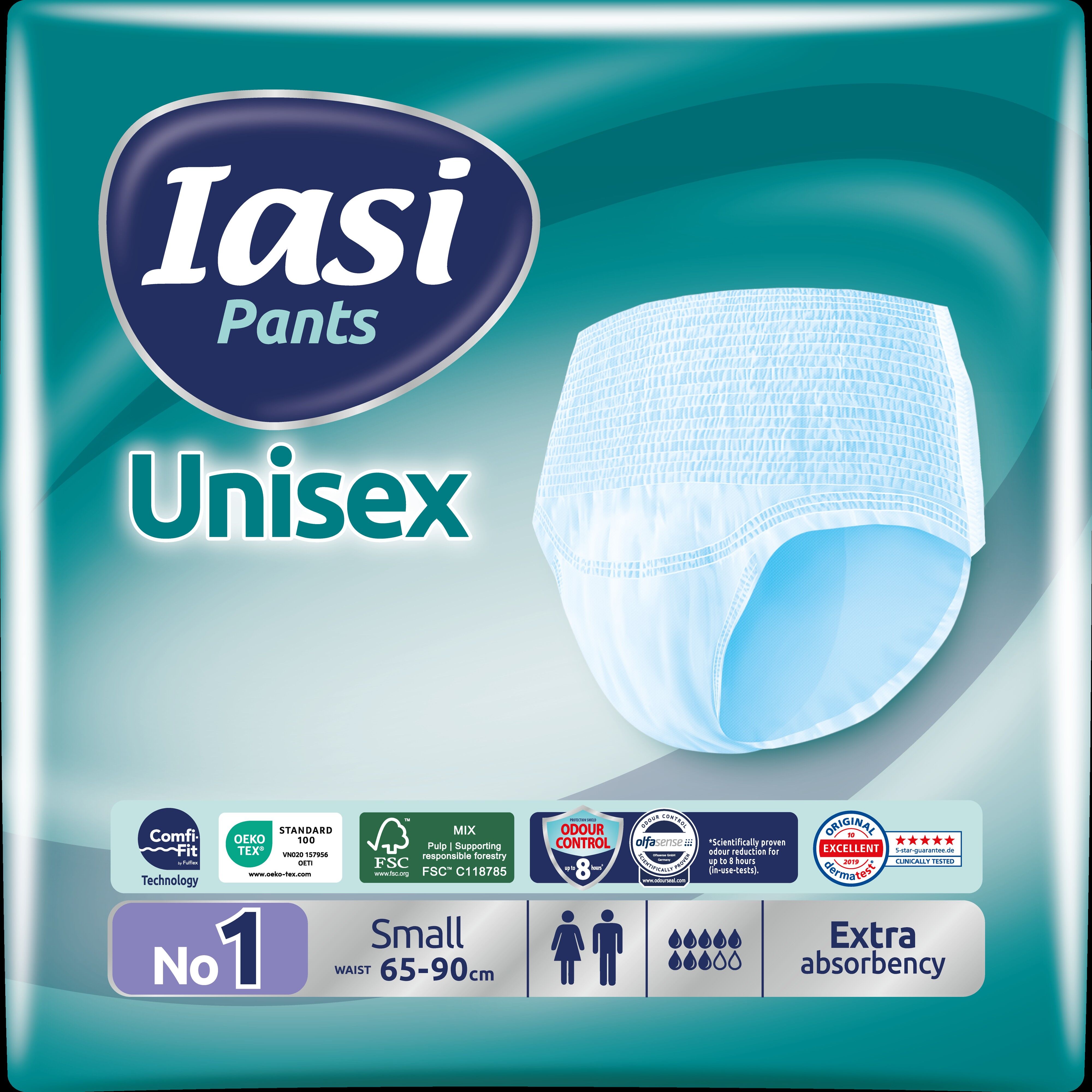 Pantalones IASI UNISEX Pequeños, Pañales Braguita, Compresas Incontinencia Urinaria, 14 Unidades