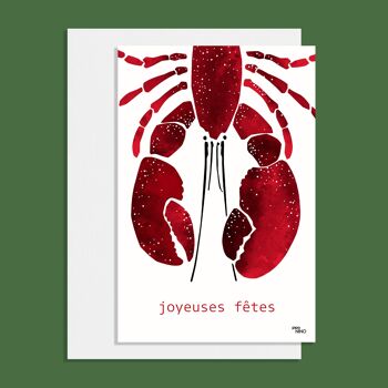 Carte Noël -Joyeuses fêtes- homard 2