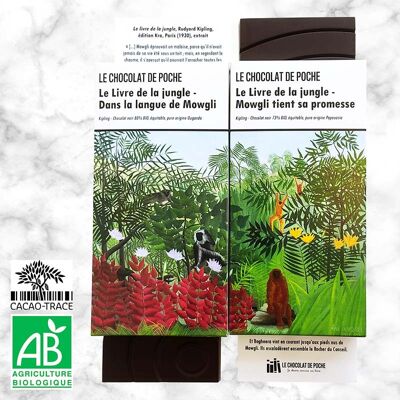 Duo of dark chocolate bars The Jungle Book, organic and fair trade pure origin