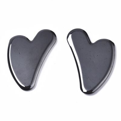 Outil de grattage de massage Gua Sha HEMATITE dans une boîte cadeau kraft