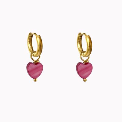 Earrings Purple Heart Gold
