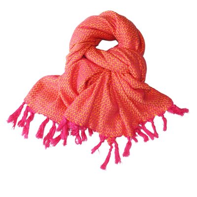 COTTON TOWEL PINK / SOLE WITH FRINGES IN PINK 1893H