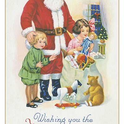 Postcard Santa Claus toys