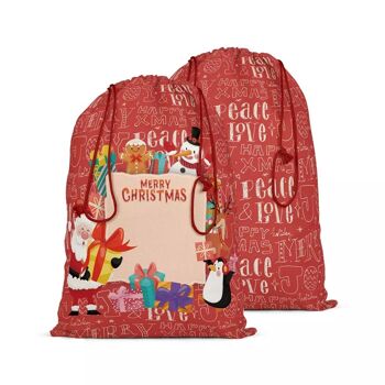 Grands sacs de Noël décoratifs bon marché | Sacs cadeaux/cadeaux de Noël avec cordon de serrage. | Noël approche! 11