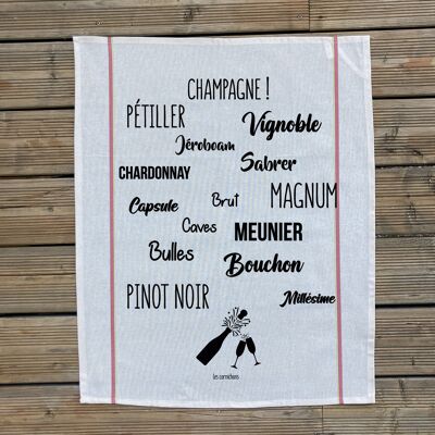 Champagne vocabularies tea towel - Made in France