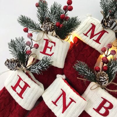Bas de Noël tricoté | décoration de noël | rouge | 38x28CM