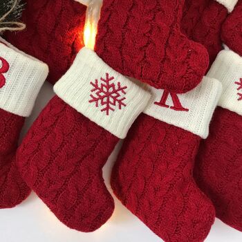 Bas de Noël tricoté | décoration de noël | rouge | 38x28CM 2