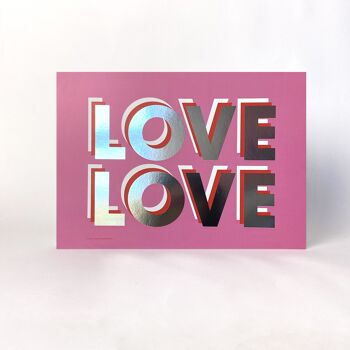 LOVE LOVE - IMPRESSION D'ART TYPOGRAPHIQUE - ROSE - 30x40cm 2