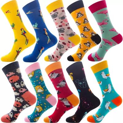 Vrolijk gekleurde sokken | maat 39-46 | diverse prints | kerstcadeau! | Bestel 50 paar en je ontvangt 10 paar GRATIS!