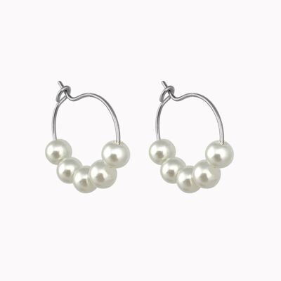 Pearl Hoops Silver