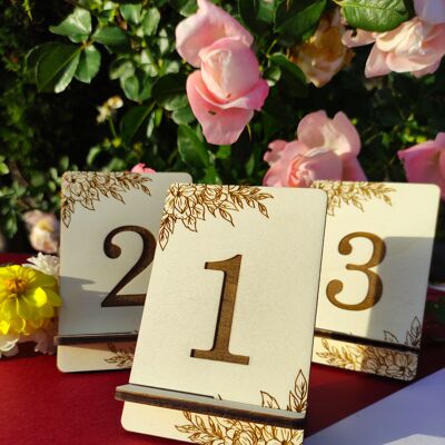 Números de mesa de madera, diseño personalizado elegante, marcador de posición, decoración de boda, adorno rústico, números de mesa de boda