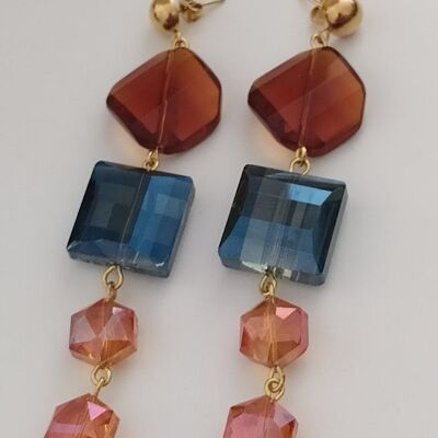 Drop earrings with colored crystals