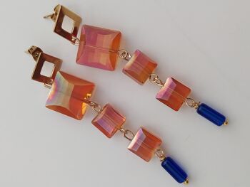 Boucles d'oreilles pendantes avec cristaux colorés 2