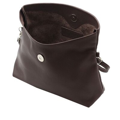 Chocolate-colored leather shoulder bag