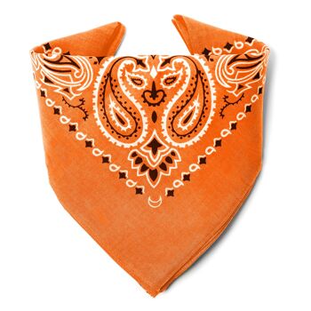 Le BANDANA Orange par KARL LOVEN qualité supérieure en coton premium et emballage Kraft Individuel 1