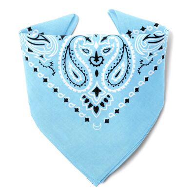 The Sky Blue BANDANA by KARL LOVEN superior quality in premium cotton and individual Kraft packaging for Women Men Children Motorcycle Dog Fashion Accessory Retro Vintage Party Fancy Dress Seminar Team Building Evening Wedding Birthday Koh Lanta Games