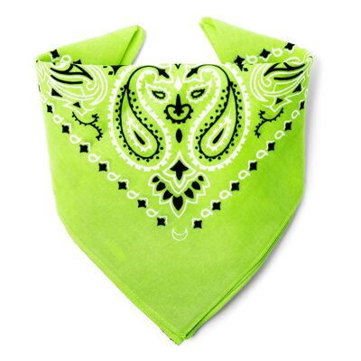 The Apple Green BANDANA by KARL LOVEN superior quality in premium cotton and individual Kraft packaging for Women Men Children Motorcycle Dog Fashion Accessory Retro Vintage Party Fancy Dress Seminar Team Building Evening Wedding Birthday Koh Lanta Games