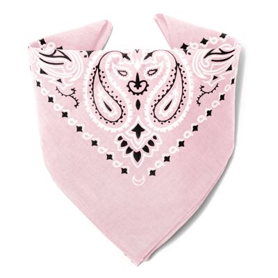 Le BANDANA Rose Poudré par KARL LOVEN qualité supérieure en coton premium et emballage Kraft Individuel pour Femme Homme Enfant Moto Chien Accessoire de Mode Retro Vintage Fête Déguisement Séminaire Team Building Soirée Mariage Anniversaire Koh Lanta Jeux