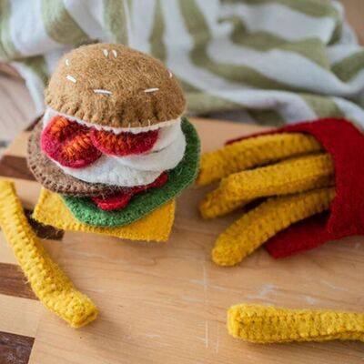 Set repas en laine feutrée - Hamburger Frites - PAPOOSE TOYS