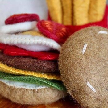 Set repas en laine feutrée - Hamburger Frites - PAPOOSE TOYS 2