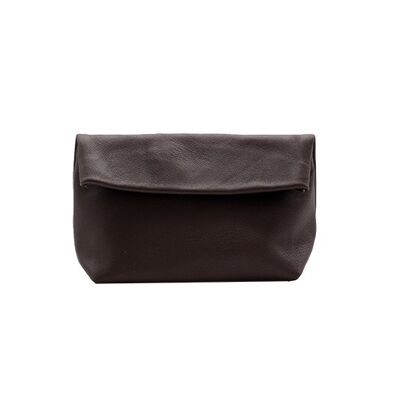 Large Chocolate leather clutch