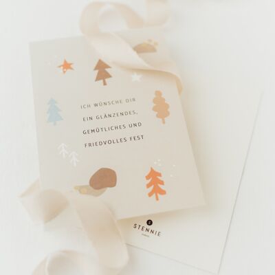 Christmas wishes postcard A6 in Scandi look