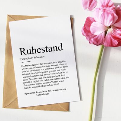 Definition "Ruhestand" Grußkarte