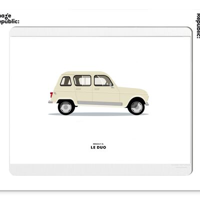 POSTER 30x40 cm THE DUO CAR RENAULT 4L BEIGE