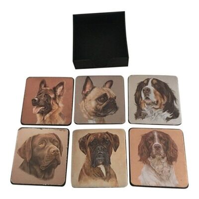 Coasters square 11 cm Dog //6 ASS