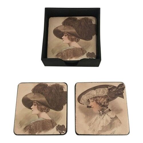 Coasters square 11 cm Lady /2 ASS