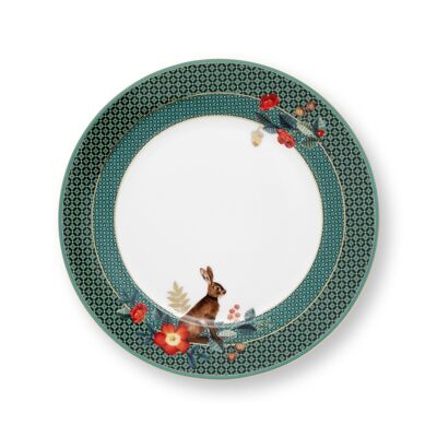 PIP - Winter Wonderland Rabbit dessert plate - Green - 21cm