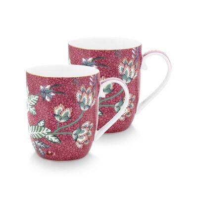 PIP - Set of 2 Small mugs Flower Festival Raspberry 145ml