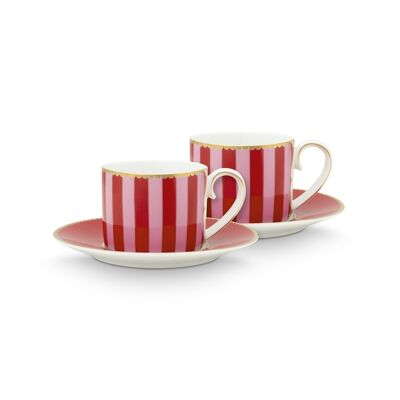 PIP - Box of 4 pair of coffee cups Love Birds - Red/Pink - 125ml