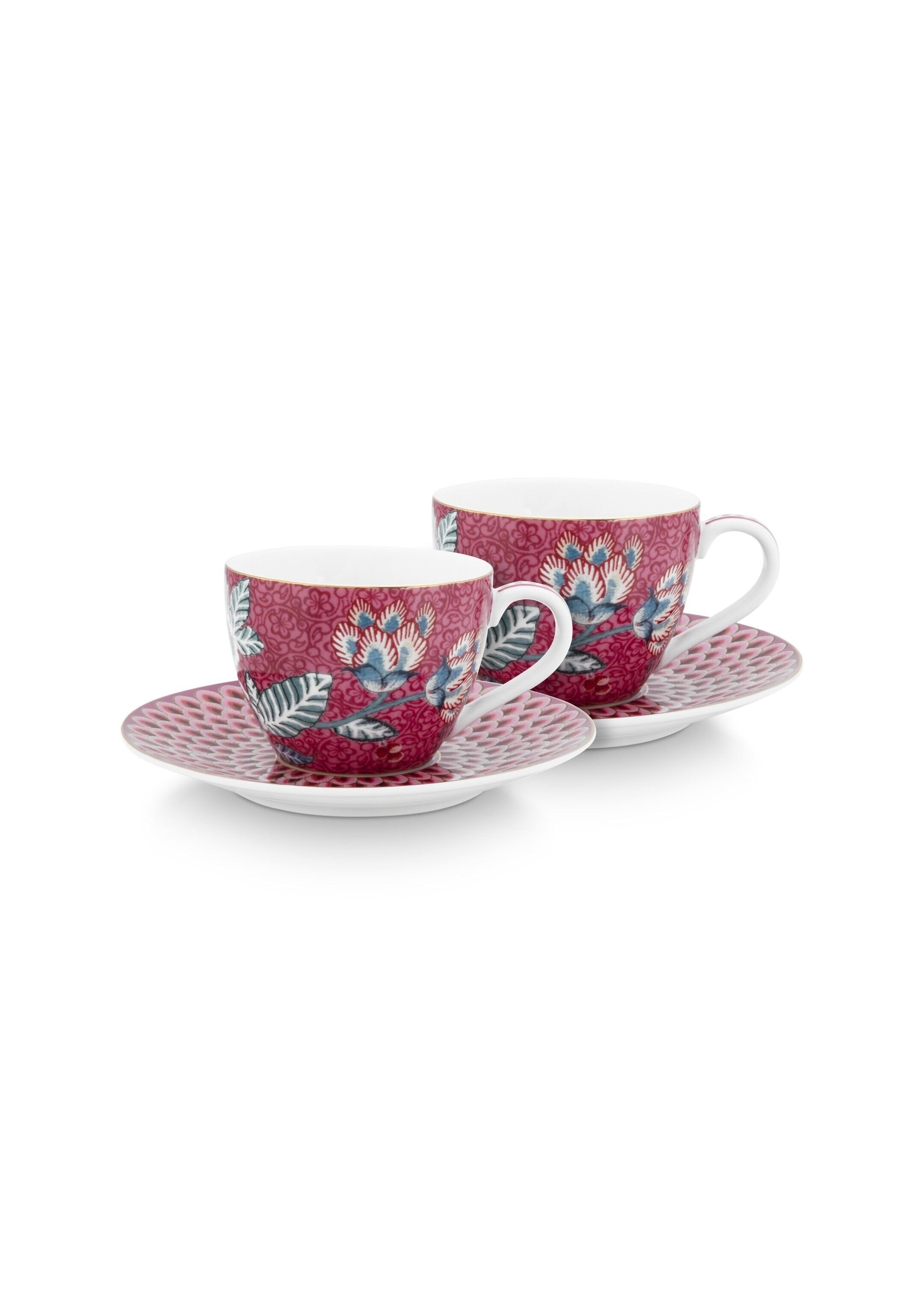 Coffret 2 Paire tasse café Flower Festival Framboise 120ml - PIP STUDIO