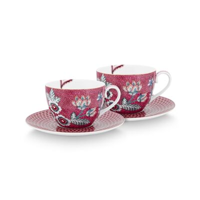 PIP - Set of 2 Flower Festival Raspberry tea cups 280ml