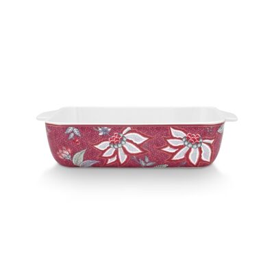 PIP - Piatto da forno rettangolare Flower Festival Lampone - 27,5x18,5x6,5 cm