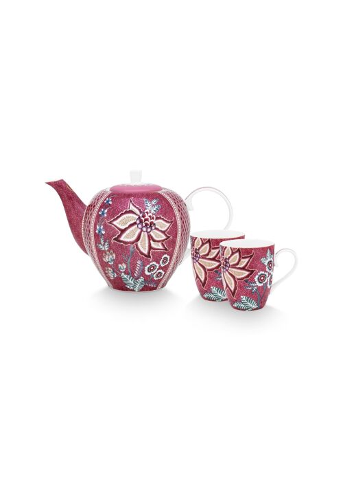 PIP - Coffret service à thé 2 grands mugs 350ml & théière 1,6L Flower Festival F