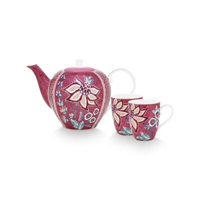 PIP - Tea set with 2 large mugs 350ml & teapot 1.6L Flower Festival F