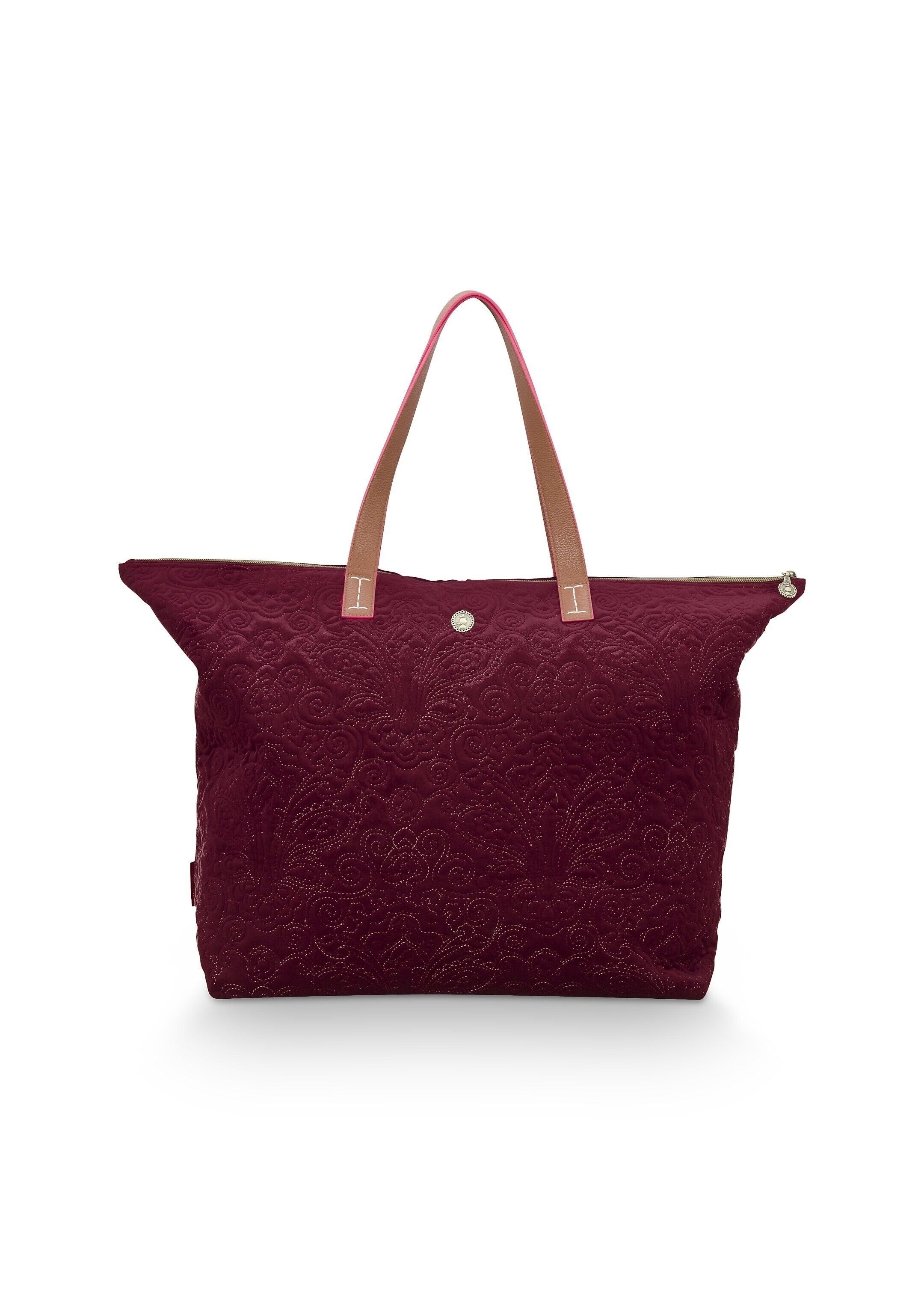 Borsa tote in velluto Quiltey Days rossa 66x20x44cm - PIP STUDIO