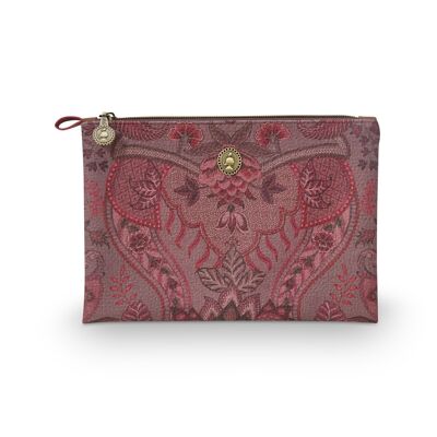 Cosmetic Flat Pouch Medium Kyoto Festival Dark Pink 24x15.5x1cm - PIP STUDIO